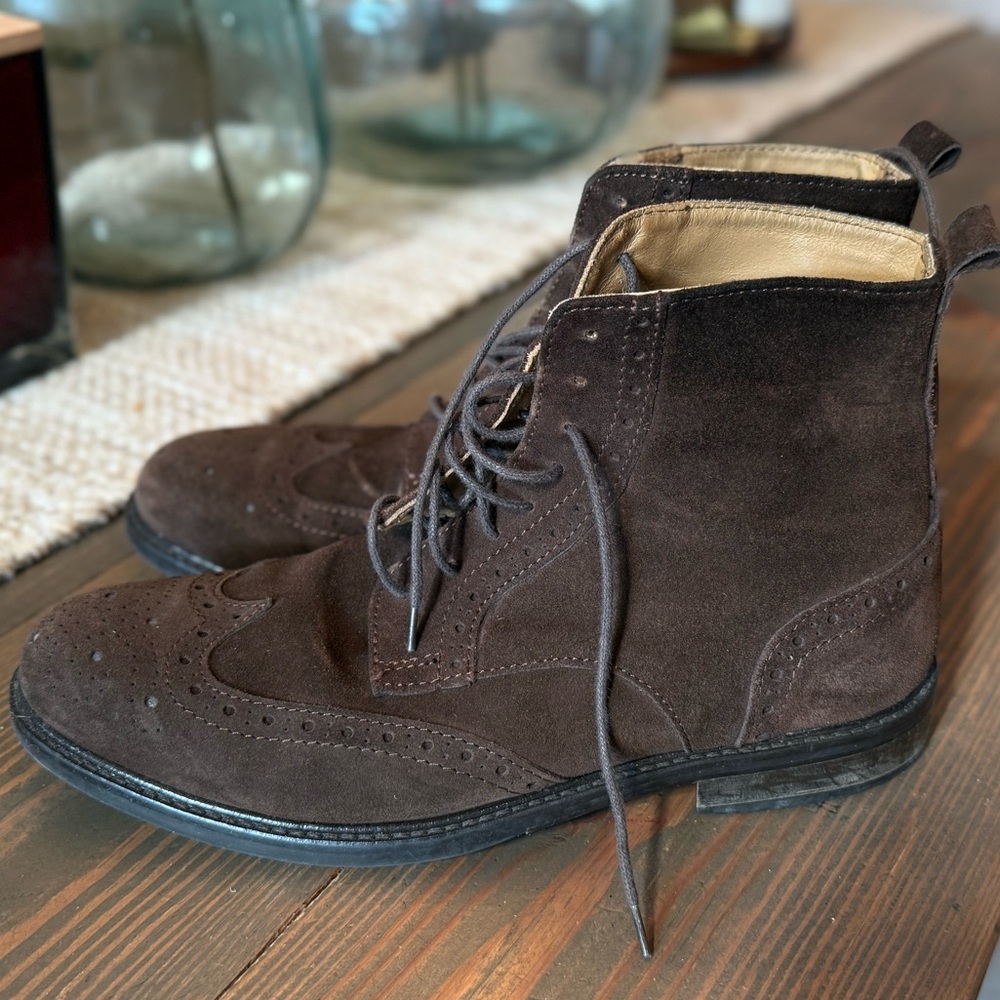 Men's Brown Suede Lace-Up Boots - Made in Italy